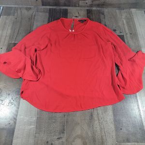 Banana Republic Women's Long Flutter Sleeve Blouse Medium Red